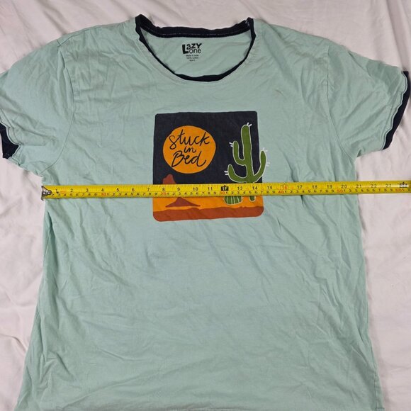Lazy One Stuck In Bed Graphic Adults Size Large Mint Green Shirt Sleep Wear - Picture 5 of 8